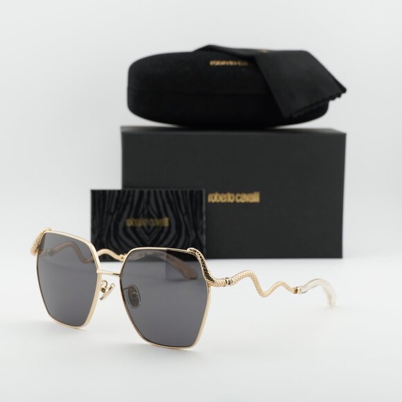 Roberto Cavalli SRC035M 0300 Geometric Sunglasses - Gold/Grey main image 4